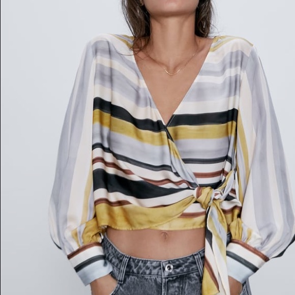Zara Tops - Sateen wrap blouse